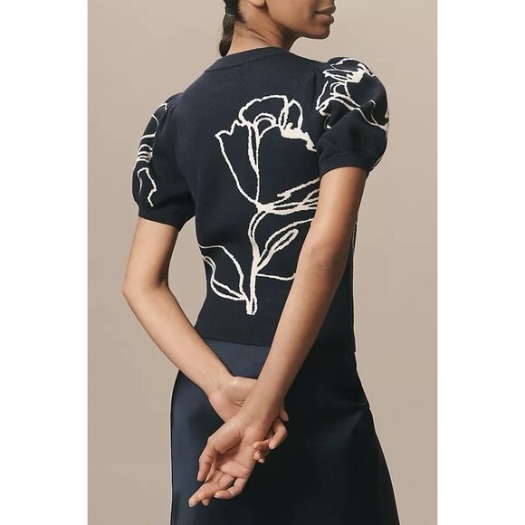 NWT Size XS - Anthropologie Maeve Maxine Puff-Sleeve Sweater Tee - Picture 2 of 15